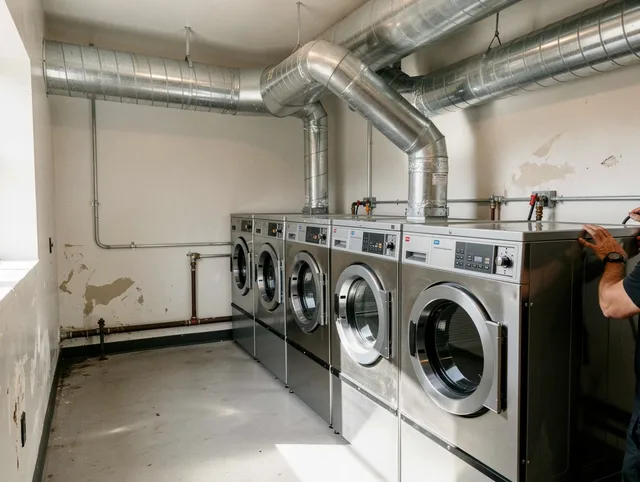 Lynnfield Dryer Vent Cleaning team performing large-scale commercial dryer vent cleaning in Lynnfield