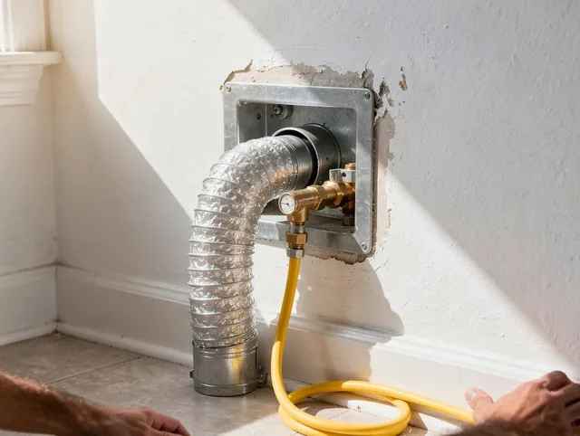 Lynnfield Dryer Vent Cleaning certified technician performing specialized gas dryer vent cleaning in Lynnfield